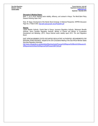 Securities Regulation Course Outline