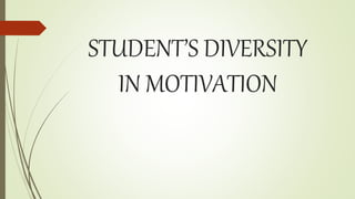 STUDENT’S DIVERSITY
IN MOTIVATION
 
