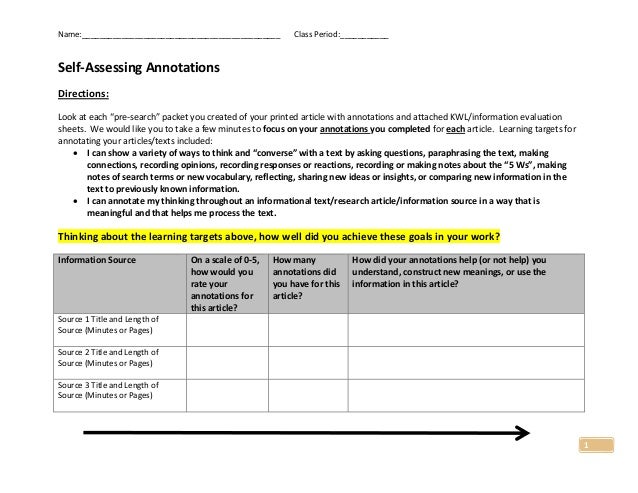 Name:_____________________________________________ Class Period:___________ 
1 
Self-Assessing Annotations 
Directions: 
L...