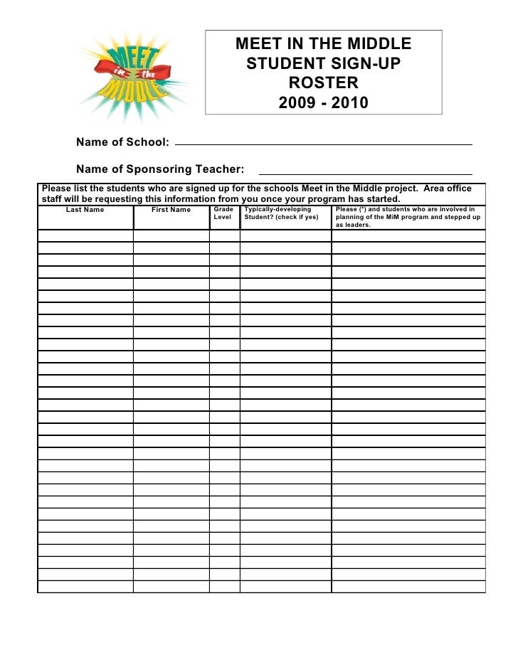 Student Sign Up Roster