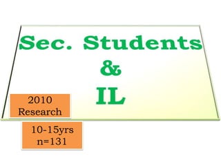 Sec. Students& IL 2010 Research 10-15yrs n=131 