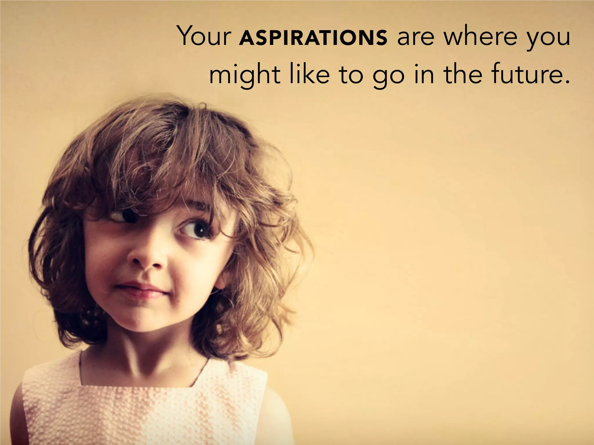 Your ASPIRATIONS are where you
might like to go in the future.
 