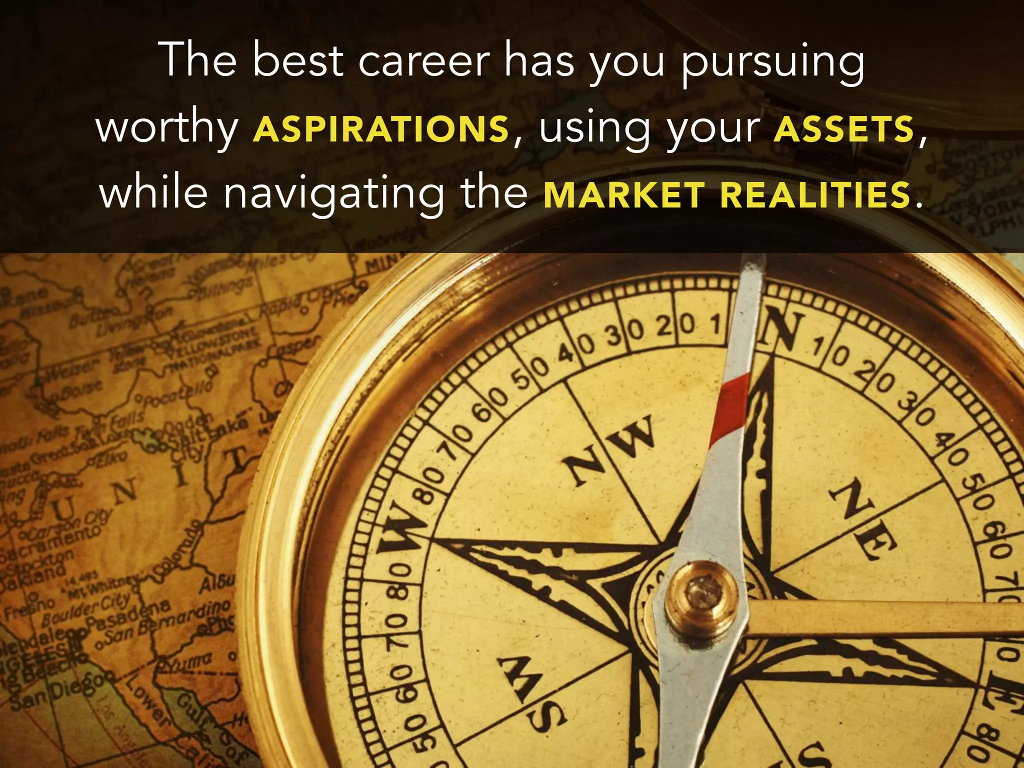 The best career has you pursuing
worthy ASPIRATIONS, using your ASSETS,
while navigating the MARKET REALITIES.
 