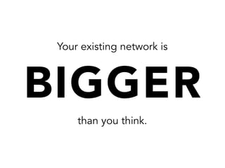 Your existing network is
BIGGER
than you think.
 