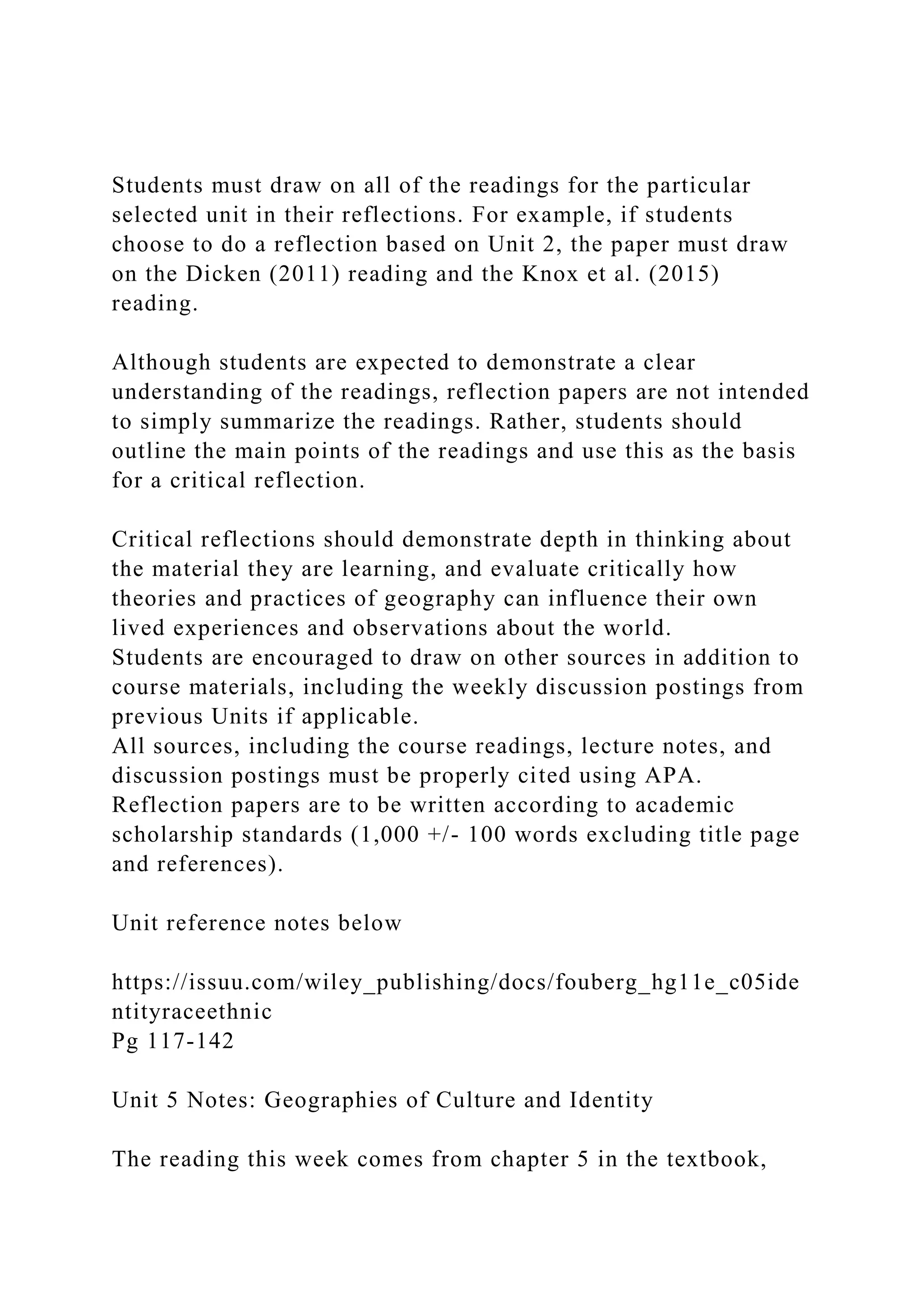 Students must draw on all of the readings for the particular selec.docx