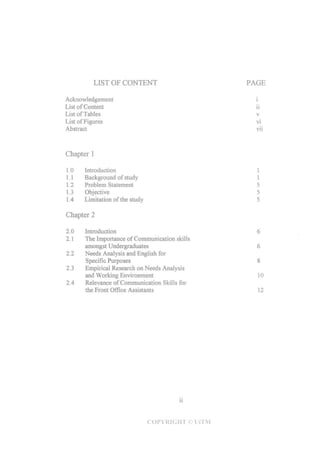 Tourism students' needs in English language proficiency