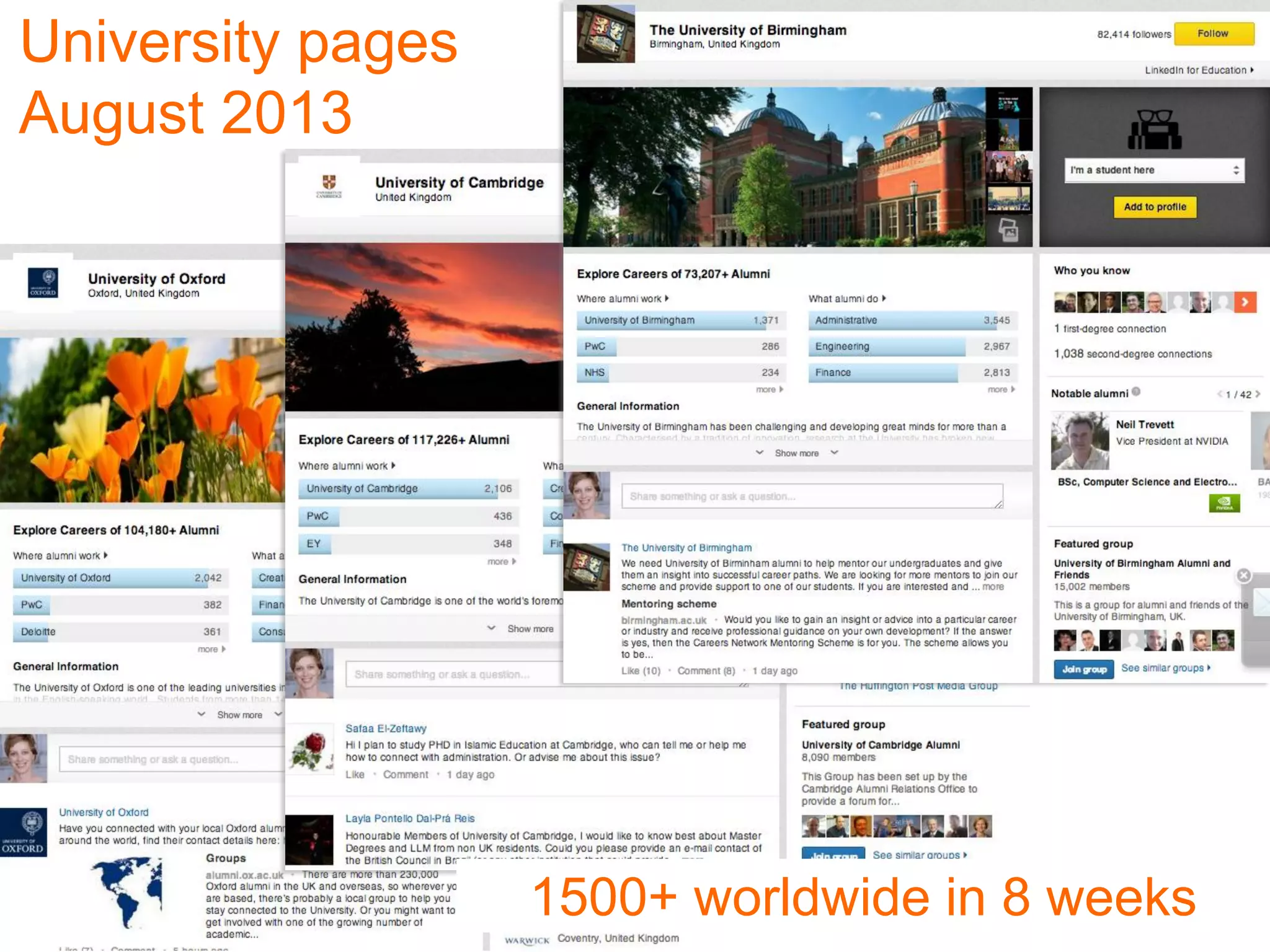 University pages
August 2013

1500+ worldwide in 8 weeks

 
