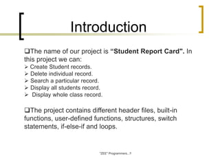Students report card for C++ project.. | PPTX