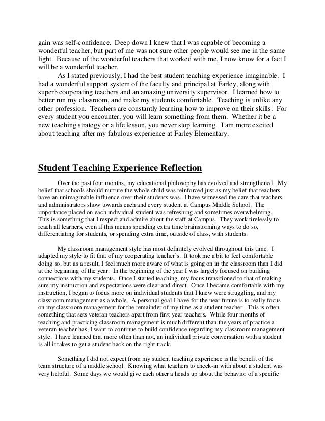 reflection on teaching practice essay