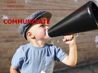 COMMUNICATE
José G. Aguarod @PepeAguarod
EVENTS
OBJECTIVES?
 