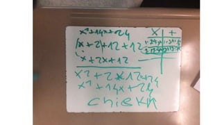 Student whiteboards factor trinomials  into binomial factor
