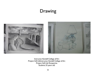 Drawing




         Instructor, Kendall College of Art
Project: Still LifeInstructor, Kendall College of Art
            Project: Still Life Perspective
                Students 23 years old

                           22
 