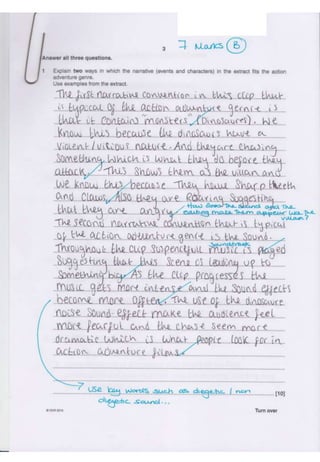 B322 Action Adventure - Question 1 Exemplar Responses