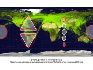 [ from Jpatokal at wikimedia.org ]
https://secure.wikimedia.org/wikipedia/commons/wiki/File:World-airline-routemap-2009.png
 