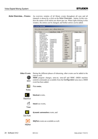Studer Vista 5 M2 - User Manual