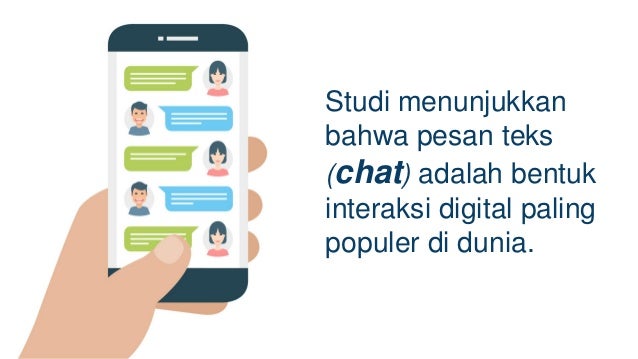 Studi menunjukkan
bahwa pesan teks
(chat) adalah bentuk
interaksi digital paling
populer di dunia.
 