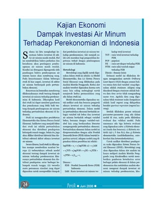 Kajian Ekonomi  Dampak Investasi Air Minum terhadap Perekonomian di Indonesia
