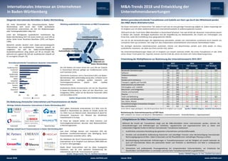 Internationales Interesse an Unternehmen
in Baden-Württemberg
M&A-Trends 2018 und Entwicklung der
Unternehmensbewertungen
Die Bedeutung chinesischer Unternehmen und Finanzinvestoren als Käufer
Die hohe Attraktivität des Industriestandortes Baden-
Württemberg wird durch über 4.000 ausländische
Unternehmen unterstrichen, die hier mit Niederlassungen
oder Tochtergesellschaften tätig sind.
Unter den Zielregionen ausländischer Investitionen lag
Baden-Württemberg 2017 mit einem Anteil von rund 14% an
dritter Stelle hinter Nordrhein-Westfalen (20%) und Bayern
(18%).
Weiterhin werden deutlich mehr baden-württembergische
Unternehmen von ausländischen Investoren gekauft als
umgekehrt. Die Zahl der baden-württembergischen
Auslandsinvestitionen stieg jedoch auf 46 an (Vorjahr 38),
während sich zugleich die Zahl der ausländischen Zukäufe auf
61 verringerte (Vorjahr 70).
Steigende internationale Aktivitäten in Baden-Württemberg
Investitionsrichtung
Deutschland/Baden-Württemberg
46
61
Die USA bleiben mit einem Anteil von rund 19% der Zukäufe
in Deutschland führend, gefolgt von Großbritannien (12%)
und Frankreich (11%).
Chinesische Investoren sind in Deutschland (6%) und Baden-
Württemberg (8%) zahlenmäßig wenig aktiv, erhielten durch
Übernahmen von wichtigen, großen Industrie- und
Technologieunternehmen jedoch hohe mediale
Aufmerksamkeit.
Ausländische Käufer konzentrierten sich bei der Akquisition
in Baden-Württemberg vor allem auf den Maschinen- und
Anlagenbau (59%), sowie auf die Bereiche Automobil (30%)
und Gesundheit (22%).
Investitionsrichtung
Ausland/Baden-Württemberg
Weitere grenzüberschreitende Transaktionen und Zukäufe von Start-ups durch den Mittelstand werden
den M&A-Markt 2018 beherrschen
Entwicklung der Multiplikatoren zur Bestimmung des Unternehmenswerts 2015-2017
Die Zinsen sind weiter auf historischem Tief, wodurch nach wie vor eine günstige Finanzierung möglich ist. Zudem vergünstigt der
im Vergleich zum US-Dollar wiedererstarkte Euro Unternehmenszukäufe im außereuropäischen Ausland.
2018 wird sich der Trend hoher M&A-Aktivitäten in Deutschland fortsetzen. Fast zwei Drittel der deutschen Unternehmen planen
in diesem Jahr Zukäufe. Wichtigste Kaufmotive sind die Vergrößerung von Marktanteilen, der Erwerb von Technologien und
Know-how, sowie die Erschließung neuer geographischer Märkte.
Um sich für die Herausforderungen der Digitalisierung aufzustellen, werden sich Unternehmen zunehmend durch Zukäufe von
innovativen Start-ups verstärken. Hier zeigt sich, dass insbesondere mittelständische Unternehmen Nachholbedarf haben.
Die wichtigen deutschen Industriebranchen Automobil, Chemie und Maschinenbau werden auch 2018 wieder im Fokus
ausländischer Investoren, vor allem aus China und den USA, stehen.
Die Unternehmensbewertungen haben sich im Vergleich zum Vorjahr nochmals erhöht. Die ersten Transaktionen im Jahr 2018
setzen diesen Trend weiter fort. Experten rechnen noch bis Ende des Jahres mit einem sehr hohen Bewertungsniveau.
Erfolgsfaktoren für M&A-Transaktionen
Während die Anzahl der Transaktionen steigt und die M&A-Aktivitäten immer internationaler werden, nehmen die
Herausforderungen und Anforderungen aus rechtlicher, regulatorischer und organisatorischer Sicht zu. Daher sind
insbesondere folgende Punkte im Rahmen internationaler Transaktionen bedeutsam:
1. Ausführliche und präzise Darstellung des gesamten Unternehmens und Geschäftsmodells
2. Korrekte und verständliche Aufbereitung historischer und zukünftiger Finanzen unter Berücksichtigung internationaler
Rechnungslegungsvorschriften. Dabei ist besonders auf die Plausibilität einer mehrjährigen Planung zu achten
3. Berücksichtigung internationaler Anforderungen in Transaktionsprozessen und die Fähigkeit auf sowohl nationaler als
auch auf internationaler Ebene alle potenziellen Käufer und Verkäufer zu identifizieren und lokal in Landessprache
anzusprechen
4. Vertrauliche und professionelle Prozessgestaltung mit entsprechendem Kulturverständnis, um Irritationen bei
Shareholdern und Stakeholdern zu vermeiden und eine hohe Transaktionssicherheit zu gewährleisten
Quellen: FINANCE Magazin, Clairfield InternationalGrüne Werte zeigen gestiegene, rote Werte gesunkene Werte im Vergleich zum Vorjahr
Bestimmung des Unternehmenswertes auf EBIT-Basis:
EBIT (=Gewinn vor Zinsen und Steuern) x Multiplikator = Unternehmenswert - Verbindlichkeiten = Eigenkapitalwert
www.clairfield.comJanuar 2018 Januar 2018 www.clairfield.com
Investitionen
innerhalb von
Baden-Württemberg
Quellen: FINANCE Magazin, EY, PwC, Clairfield InternationalQuellen: Mergermarket, PwC, EY, Clairfield International
2017 gaben chinesische Unternehmen 12,2 Mrd. Euro für
Zukäufe in Deutschland aus. Bereits im Vorjahr wurde mit
11,1 Mrd. Euro ein Rekord erzielt. Deutschland ist damit für
chinesische Investoren mit Abstand das attraktivste
Investitionsziel in Europa.
Im Fokus der Zukäufe stehen vor allem Industrie- und
Technologieunternehmen, darunter viele Weltmarktführer
in Nischensegmenten.
Wichtige Zukäufe chinesischer Unternehmen in Baden-Württemberg 2017
Wichtige Zukäufe durch Finanzinvestoren in Baden-Württemberg 2017
erwirbt
Software
erwirbt
Chemie
Laut einer Umfrage können sich inzwischen 83% der
deutschen Familienunternehmen eine Beteiligung durch
Finanzinvestoren vorstellen (2011: 18%).
Die Haltedauer der durch Finanzinvestoren übernommenen
Unternehmen ist im Vergleich zum Zeitraum 2004-2009 von
3,7 auf 5,5 Jahre gestiegen.
Käufer dieser Unternehmen sind vor allem strategische
Investoren, was für eine operative Verbesserung der
Unternehmen durch die Finanzinvestoren spricht.
erwirbt
Medizintechnik
erwirbt
Automobil
erwerben
Robert Bosch Starter
Motors Generators
Automobil
erwirbt
Maschinenbau
Quellen: Mergermarket, GTAI, Clairfield International
0% 5% 10% 15% 20%
Japan
Dänemark
Belgien
Spanien
China (inkl. HK)
Schweden
Italien
Österrreich
Niederlande
Schweiz
Frankreich
Großbritannien
USA
Zukäufe Verkäufe
Grenzüberschreitende Transaktionen deutscher Unternehmen
Branche
2015 2016 2017
EBIT-Multiple EBIT-Multiple EBIT-Multiple
von bis von bis von Bis
Beratende Dienstleistungen 6,7 8,7 6,7 9,0 7,0 9,0
Software 7,9 10,3 8,0 10,4 8,3 11,0
Telekommunikation 7,6 9,5 7,8 9,7 8,5 10,2
Medien 7,4 9,6 7,1 9,3 7,6 10,0
Handel und E-Commerce 7,4 9,7 7,1 9,7 7,4 10,1
Transport, Logistik und Touristik 6,9 8,7 7,0 8,8 7,0 9,0
Elektrotechnik und Elektronik 6,9 9,0 7,1 9,4 7,5 9,8
Fahrzeugbau und –zubehör 6,7 8,4 6,7 8,7 7,0 9,2
Maschinen- und Anlagenbau 7,0 8,9 7,5 9,4 7,7 9,8
Chemie und Kosmetik 8,0 10,5 7,4 10,0 8,1 10,5
Pharma 8,5 10,6 8,2 10,4 9,0 11,4
Textil und Bekleidung 6,6 8,5 6,7 8,5 7,3 8,5
Nahrungs- und Genussmittel 7,7 9,9 8,1 9,9 8,7 10,5
Gas, Strom, Wasser 7,1 9,0 6,6 8,6 6,6 8,5
Umwelttechnologie/ erneuerbare Energien 6,3 8,1 7,0 9,0 7,5 9,5
Bau und Handwerk 6,6 8,2 6,6 8,4 6,5 8,2
Beteilung ausländischer Unternehmen an M&A Transaktionen
 