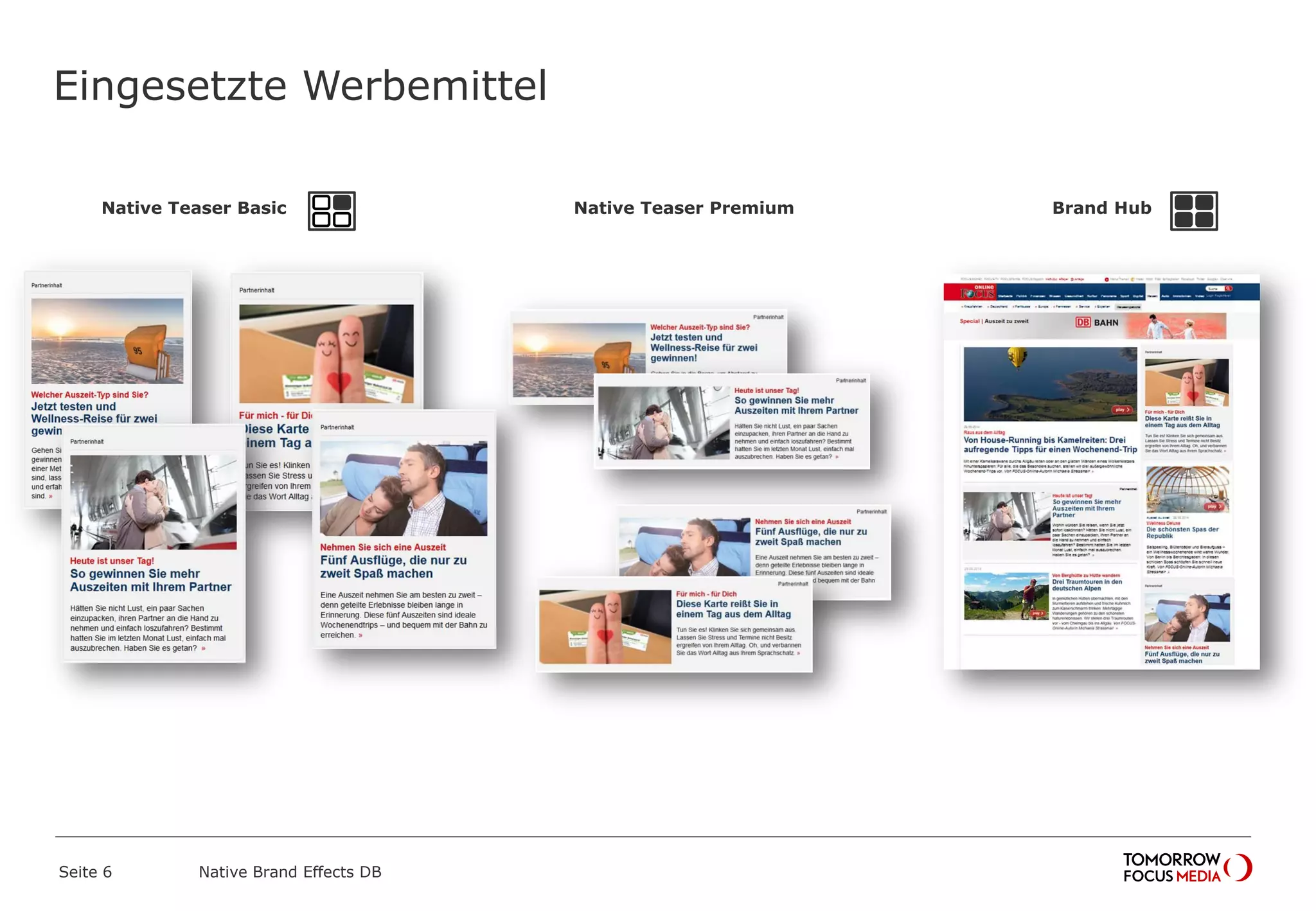 Eingesetzte Werbemittel
Native Brand Effects DBSeite 6
Brand HubNative Teaser Basic Native Teaser Premium
 