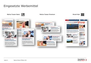 Eingesetzte Werbemittel
Native Brand Effects DBSeite 6
Brand HubNative Teaser Basic Native Teaser Premium
 