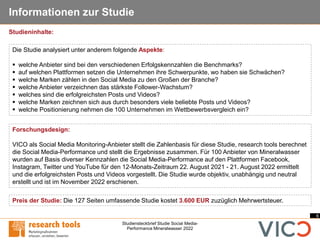 6
Studiensteckbrief Studie Social Media-
Performance Mineralwasser 2022
Informationen zur Studie
Forschungsdesign:
VICO al...