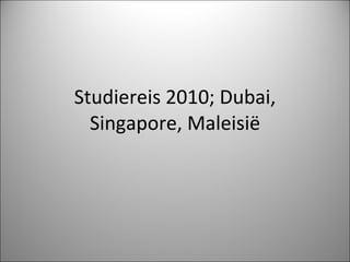 Studiereis 2010; Dubai, Singapore, Maleisië 