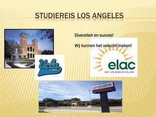 STUDIEREIS LOS ANGELES
Diversiteit en succes!
Wij kunnen het verschil maken!
 