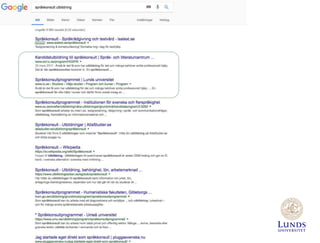 SEO och marknadsföring på webben, exemplet Lunds universitet