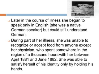 VII. ORIGINAL DISPOSITION;THE DEVELOPMENT OF HYSTERIAHysterics are characterized as being intellectual, hyper- active, hate boredom, and crave sensations -- i.e., their body, says Breuer, produces excessive excitations that may cause the splitting via amnesia that begins the hysteria.