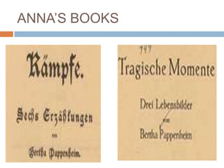 Later in the course of illness she began to speak only in English (she was a native German speaker) but could still understand German.During part of her illness, shewas unable to recognize or accept food from anyone except herphysician, who spent somewhere in the region of a thousand hourswith her between April 1881 and June 1882. She was able to satisfyherself of his identity only by holding his hands.
