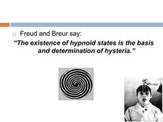 HYSTEROGENIC ZONE:Charcot described it as:“more or less circumscribed regions of the body where pressure or simply rubbing brings about the more or less rapid occurrence of the phenomenon of the aura; this may be followed on occasions, if one persists by an hysterical attack. These points or rather these areas have the property of further being the seat of permanent sensitivity. .. Once developed the attack may often be halted by means of a vigorous pressure exerted at these same points.”