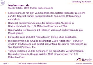 Fallstudie: Usability-Test im Labor (neckermann.de)