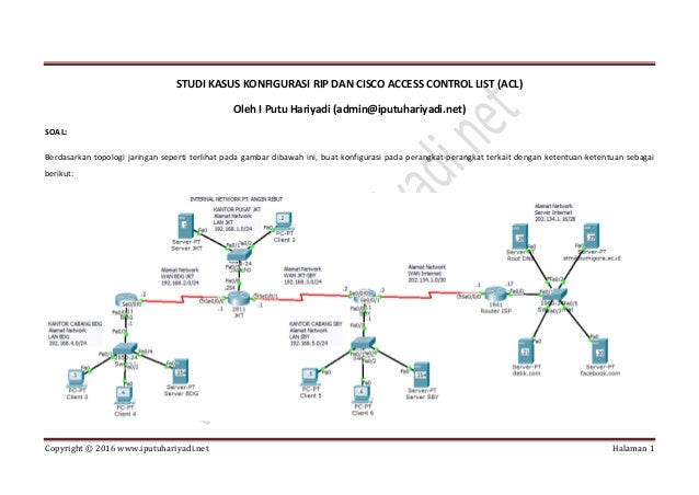 Studi Kasus Konfigurasi Rip Dan Cisco Access Control List Acl