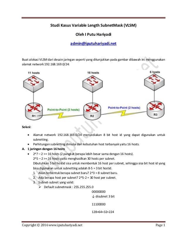 Studi Kasus Variable Length Subnetmask Vlsm