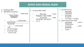 ASPEK DAN MODAL BIAYA
 