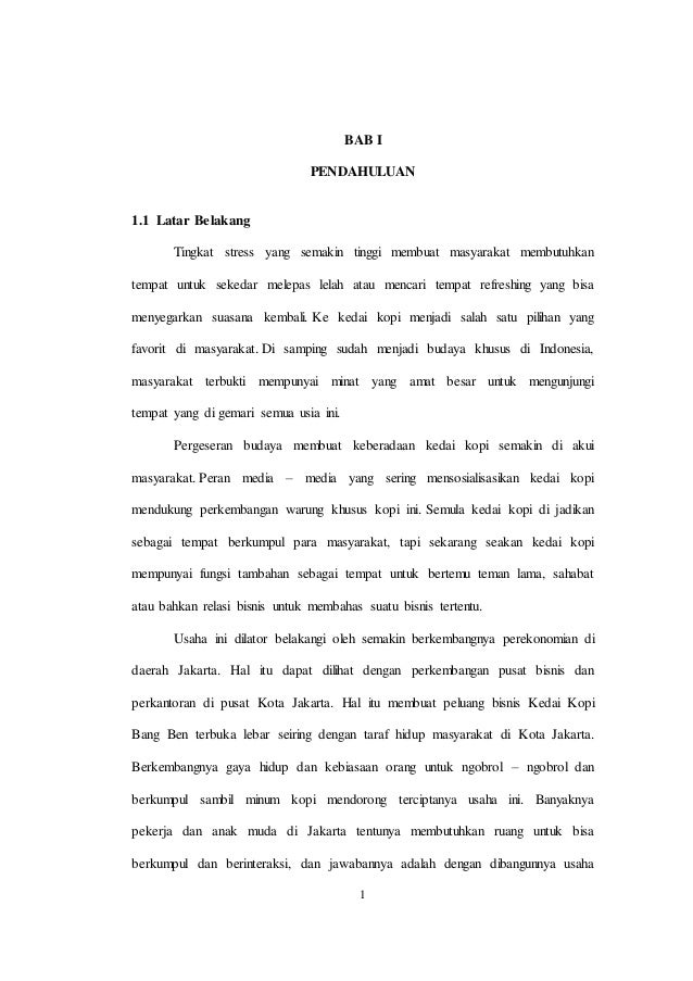 Studi Kelayakan Bisnis Kedai Kopi Bang Ben