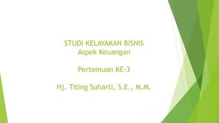 STUDI KELAYAKAN BISNIS
Aspek Keuangan
Pertemuan KE-3
Hj. Titing Suharti, S.E., M.M.
 