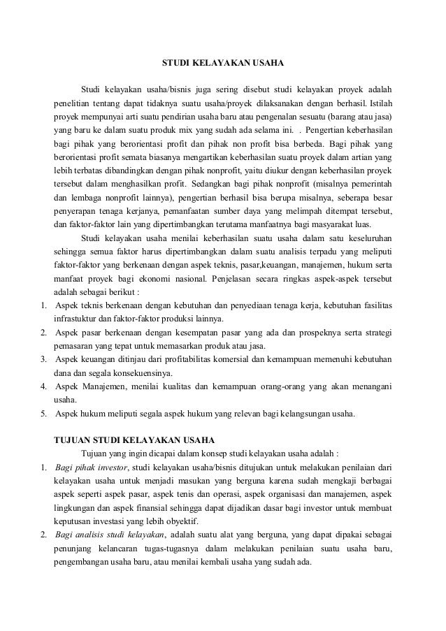 Studi kelayakan usaha
