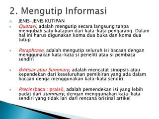 Membaca dan Mencatat BahanMEMBACATUJUAN