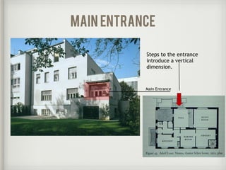 Main Entrance
Steps to the entrance
introduce a vertical
dimension.
main entrance
 