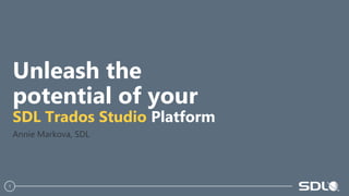 1
Unleash the
potential of your
SDL Trados Studio Platform
Annie Markova, SDL
 