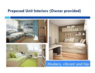 Modern, vibrant and hip
Proposed Unit Interiors (Owner provided)
 