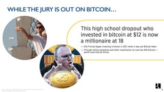 WHILETHE JURY IS OUT ON BITCOIN…
4Source: Headline from CNBC article on Erik Finman. Author: Michelle Castillo. June 2017.
Source: Leo Image from Wolf of Wall Street Movie.
 