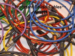 Important Studio Cables…
What??
 