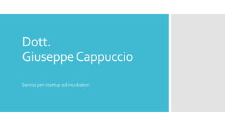 Dott.
GiuseppeCappuccio
Servizi per startup ed incubatori
 