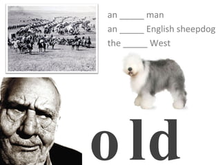 old an _____ man an _____ English sheepdog the _____ West 