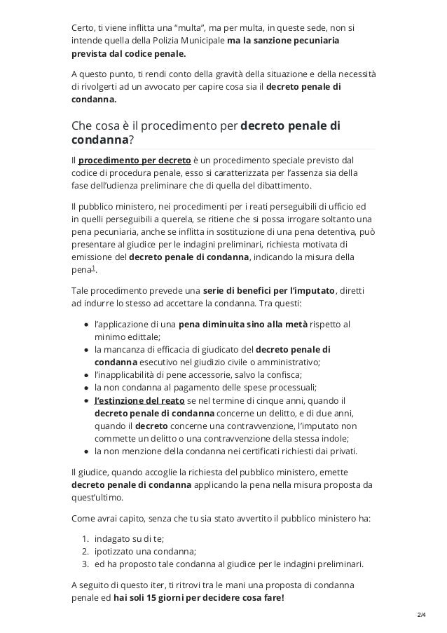 Il Decreto Penale Di Condanna 15 Giorni Per Decidere La Strategia Di