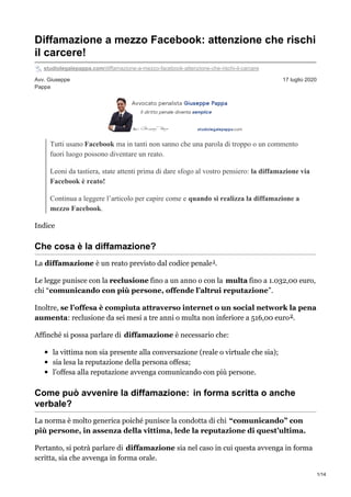 Lettera di denuncia per diffamazione