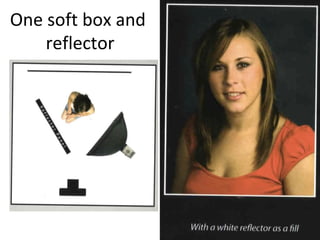 One soft box and
reflector
 