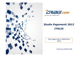 Studio Pagamenti 2012
ITALIAITALIA
Dati aggiornati a Settembre
20122012
Marketing CRIBIS D&B
 